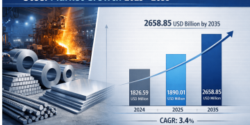 Steel Market is Projected to Grow from USD 1,890.01 Billion in 2025 to USD 2,658.85 Billion by 2035, at a CAGR of 3.47%
